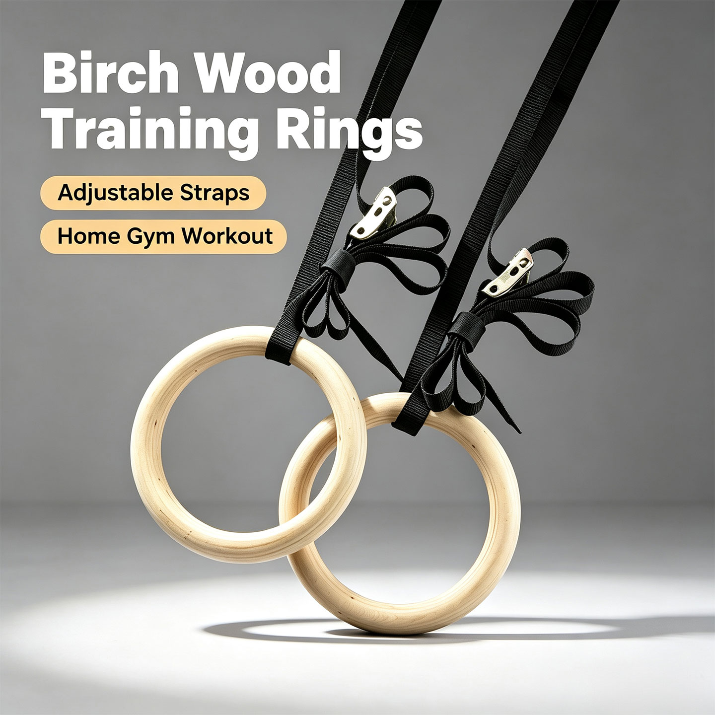 Gymnastic Ring Wood - 자작나무 재질 체조 링, 조절 가능한